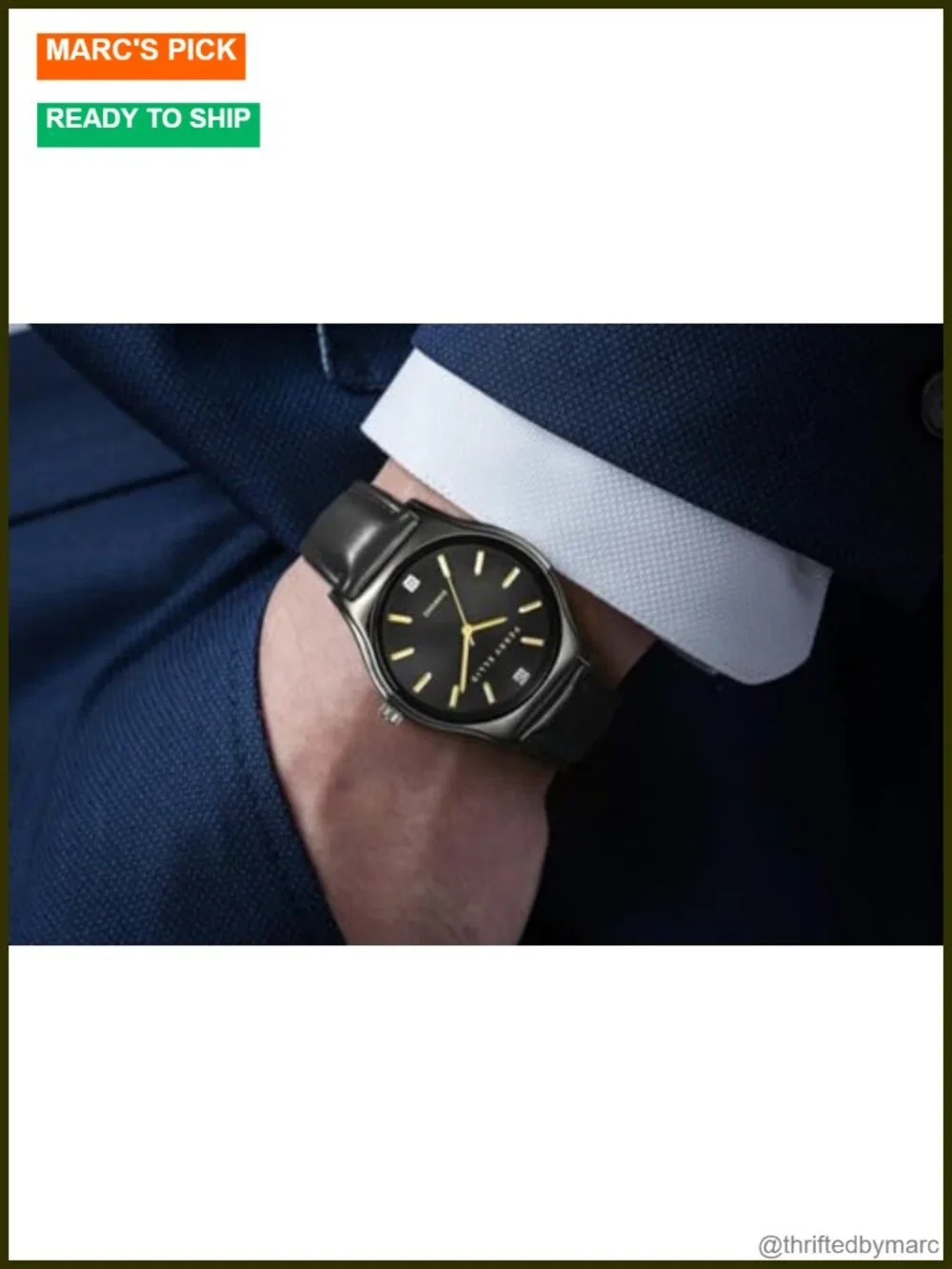 Ultra Slim Diamond Men's Dress Watch – Leather Strap, Water Resistant
